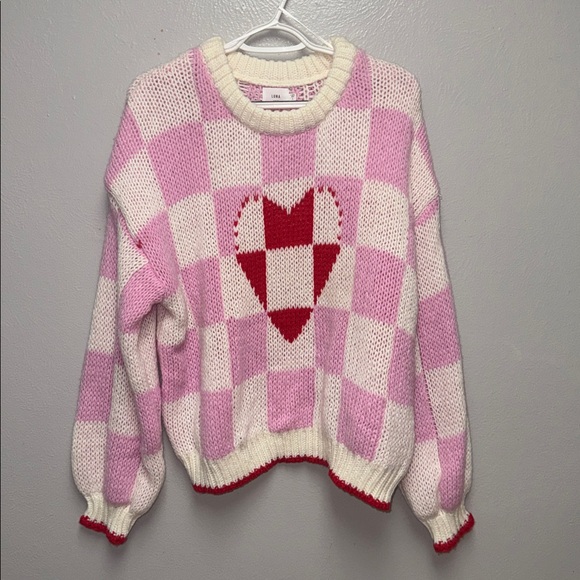 Pink and White Heart Sweater - Picture 3 of 6